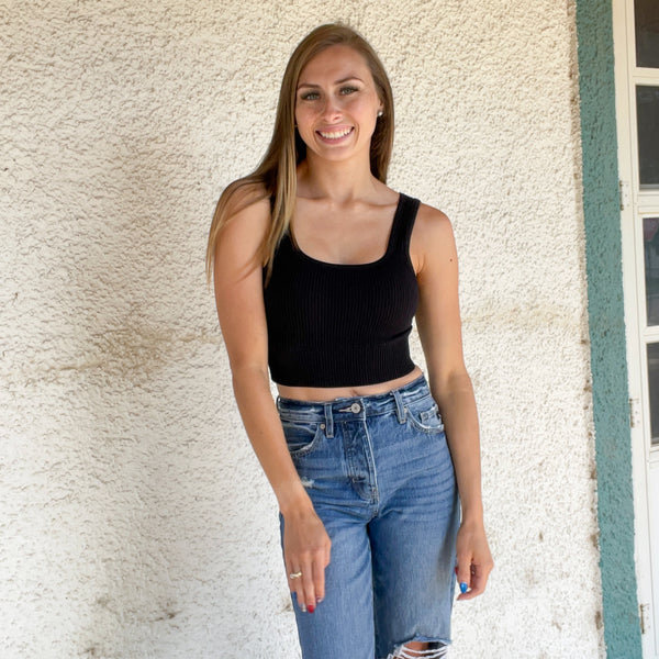 Hazel Bralette Crop Top - BLACK