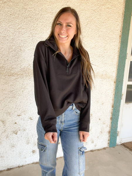 Ready to Go Scuba Half Zip Pullover - Black