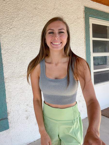 Hazel Bralette Crop Top - Heather Grey