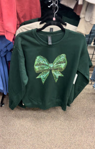 Green Glitter Bow Sweatshirt