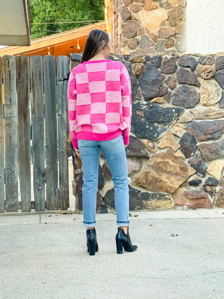 Grace Heather Effect Checker Sweater