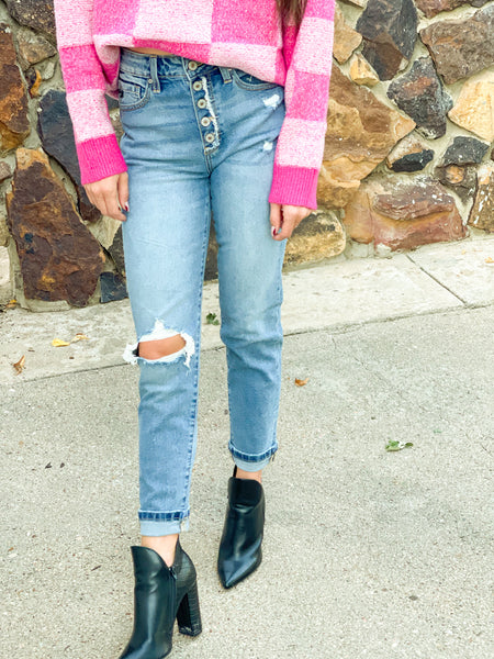 Sara KANCAN Cuffed Mom Jeans