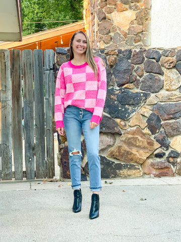 Grace Heather Effect Checker Sweater