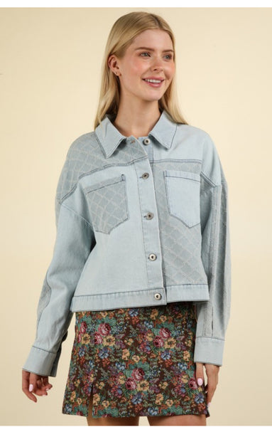 Contrast Oversized Denim Shacket