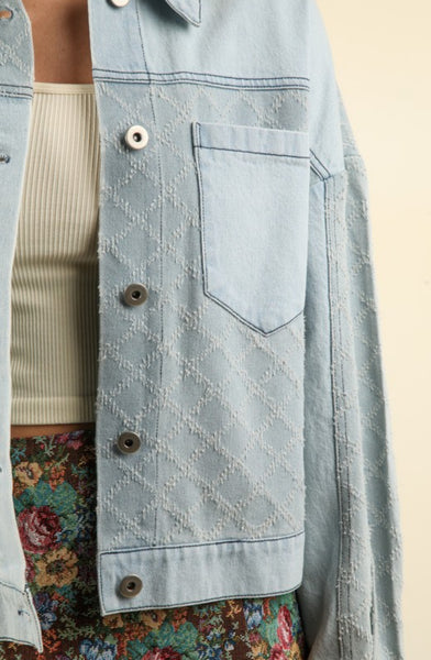 Contrast Oversized Denim Shacket