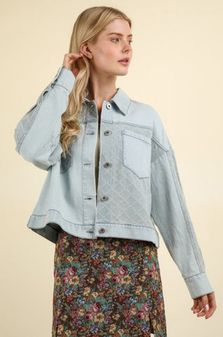 Contrast Oversized Denim Shacket