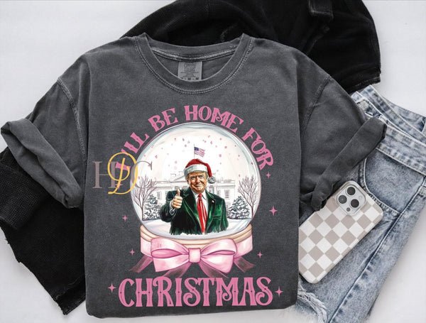 Home for Christmas snow globe Tee