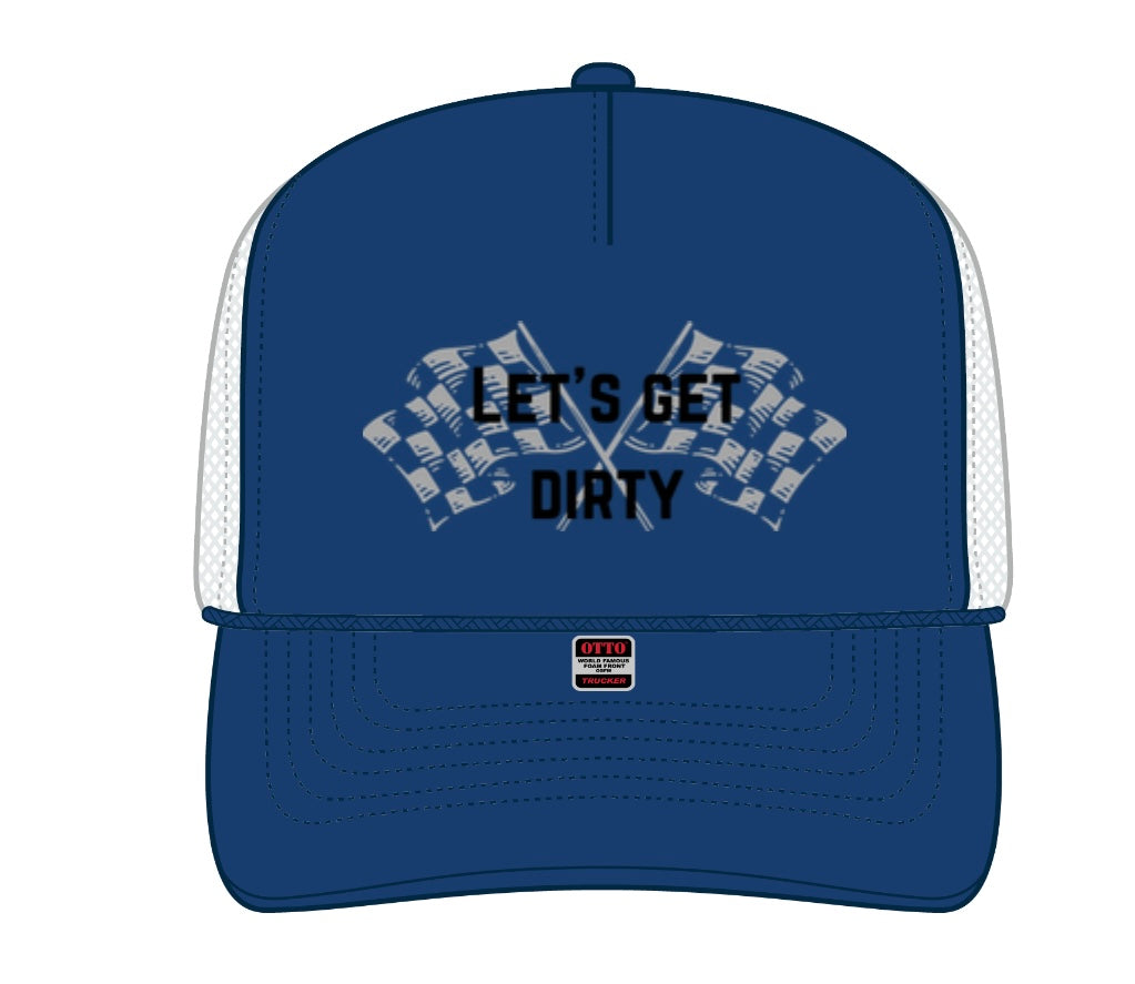 Let’s Get Dirty HAT Royal Blue & White (shipping MArch 22nd)