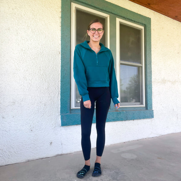 Chels Quarter Zip Crop Pullover - TEAL