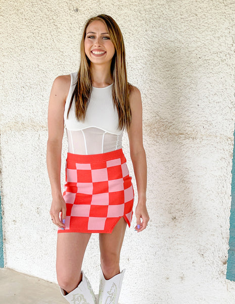Happy To Go - Checkered Mini Skirt
